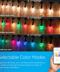 Smart Vintage Cafe String Lights With WiFi And Bluetooth Control For Outdoor Patio Deck Backyard 24 Feet Multicolor display options