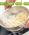 Stainless Steel Colander 3 Quart Strainer for Kitchen Food Prep Dishwasher Safe Easy Rinse Perfect for Draining Pasta