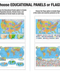 Pull Down World and US Political Classroom Map Set for Grades 9 Plus, 63 Inch Wide, with Educational Panels or Flags