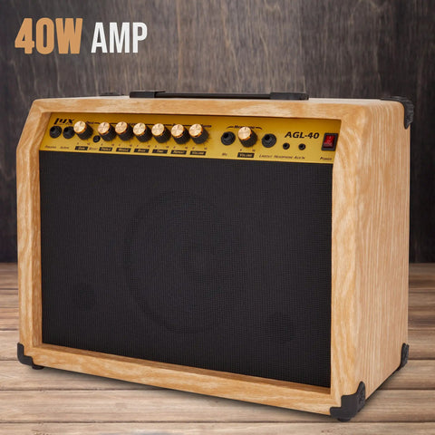 40W Electric Guitar Amp With 8-Inch 4-Ohm Speaker, Custom EQ, Drive, Delay, Passive and Active Mic Inputs