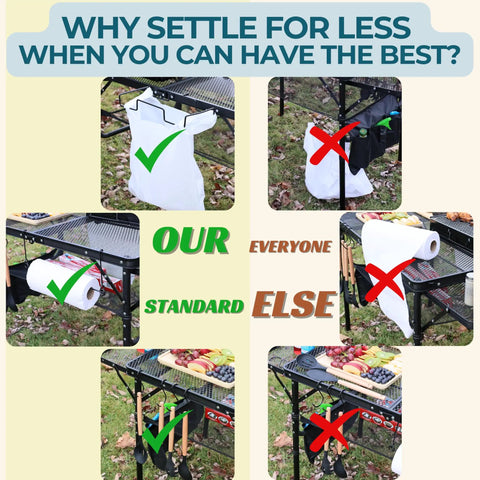 Portable Folding Table With Carry Case And Built In Paper Towel Holder Garbage Bin Wing Panels 3x2 Ft Outdoor Table comparison image