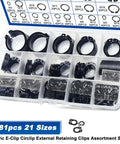 Pro Grade External Retaining Rings Kit With 580 Pcs Circlip Snap Ring Set For Bearings M4 To M28 In Black Alloy Steel Includes 1 Pc Tweezers And Easy Storage Case From Daptemn
