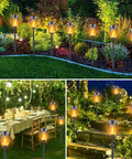 12 Pack Solar Torch Lights Outdoor Flickering Flame Tiki Torches With Auto On Off Upgraded 12 LED Mini Solar Powered Pathway Lights IP65 Waterproof Fire Effect Decor For Garden Patio And Pathway in garden and patio settings
