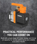 Breakfree Cordless Vacuum Pump With 2 Cfm Flow Rate And 23 Micron Deep Suction, Includes 18V Battery Adaptor Compatible With Dewalt, No Sweat Hvac Pro Workhorse, Pump Only in compact design with orange handle.