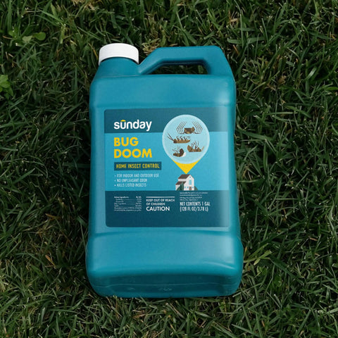 Bug Doom Insect Barrier Spray For Home And Yard, 1 Gallon Bottle on grass