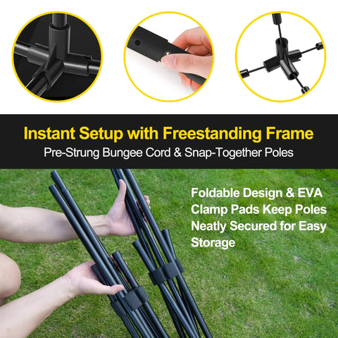 Close-up of pole connectors for all in one portable badminton volleyball pickleball net set for adults, adjustable height from 34 inches to 7 feet