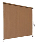 Outdoor Roller Shade With Wand 95 Percent UV Block Breathable Light Filtering For Patio Or Porch 10 Ft By 8 Ft Walnut
