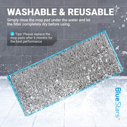 Washable And Reusable Wet Mopping Pads For iRobot Braava Jet M6 on tile floor with water droplets.