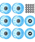 Lit Up Roller Skate Wheels With Bright Dots And ABEC 9 Bearings Installed 65mm By 35mm 82A Eight Pack For Outdoor Or Indoor