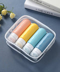 Leak Proof TSA Approved Travel Bottles Set For Toiletries Refillable Containers in silicone with clear carry pouch