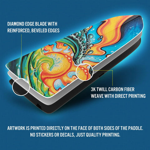 Making Waves Design Adjustable Carbon Fiber Dragon Boat Paddle With LeverLock, featuring diamond edge blade and direct print artwork.