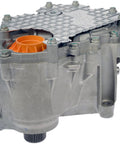Beefed-Up Power Transfer Unit Assembly For Ford Lincoln Mercury Cars, Patented New PTU With Heat Shield, Upgraded Durability, OE Fix Design, Built To Last Across AWD And RWD Models. gray PTU with heat shield
