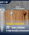 Bi Metal Masonry Screws Stainless 304 Self Tapping Size 14 X 1 5/8 Inch Hex Head Hardened Tip Installed in Wood and Concrete