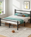 Built Like A Tank Metal Platform Bed Frame With Headboard And Footboard, 14 Inch Full Size Steel Slat Base, No Box Spring Required, Quiet Comfort With Ample Underbed Storage, No Fuss Assembly, Black in modern bedroom setting.