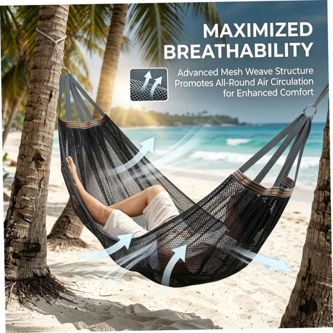 Outdoor Camping Hammock With Tree Straps And Carry Bag Ultra Lightweight And Portable Breathable Mesh Anti Roll Design on beach
