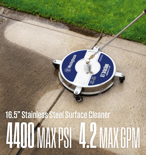 16.5 Inch Surface Cleaner Attachment For Pressure Washers Stainless Steel Up To 4400 PSI Quick Connect cleaning pavement