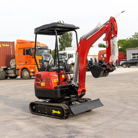 Compact 4,000 Lb Terror XVIII Mini Excavator Diesel Machine For Gardens, Farms, Parks And Roads, EPA Certified on pavement