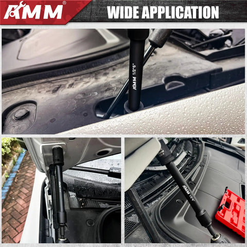 Beefed Up 18 Piece Impact Socket Adapter Set With Extension Bars And Universal Joints in automotive use under car hood