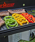 Preseasoned Cast Iron Griddle Reversible Flat And Ribbed Sides For Even Heat Distribution 14 By 16 Inch Cooking Surface In Black.