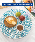 Dope Coastal Style Lazy Susan Turntable With Capiz Shell Inlay 12.5 Inch Wooden Rotating Tray For Table with coffee and pastries