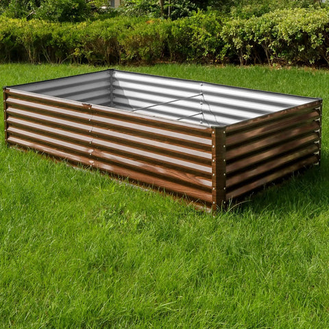 Galvanized Raised Garden Bed 96 Inch Long 48 Inch Wide 24 Inch High Outdoor Metal Planter Box Kit for Veggies and Blooms