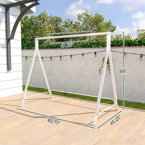 Heavy Duty Metal Porch Swing Stand For Outdoor Use 528 Lb Weight Capacity A Frame Hanging Chair Stand For Backyard Patio Lawn Playground White Stand Only