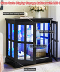 30 Inch Glass Curio Display Cabinet With LED Lighting Modern Two Lattice Doors in living room setting