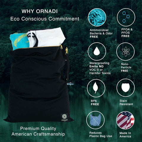 X Large Waterproof Antimicrobial Travel Wet Dry Laundry Bag Keeps Odor In Check for Swimsuits Towels and Dirty Clothes.