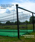 Heavy Duty HDPE Batting Cage Net For Baseball And Softball Training Gauge 42 Twine Outdoor UV Treated Weather Resistant Netting 12 By 14 By 55 Feet Net Only No Frame Included visible in a field.
