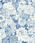 Indigo Empress Garden Peel And Stick Wallpaper Blue Floral Look For Walls Easy Application And Repositionable No Residue Removable