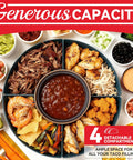 Lazy Susan Taco Bar Set With Lids And Four Rotating Taco Holders For Taco Tuesday With Warming Pot filled with taco fillings