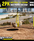 Two Pack 1 Inch By 8 Foot Beefy Lift Slings With Wear Guard Ends demonstrating hoisting a large stone over beach view