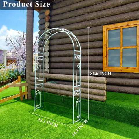 White Wedding Garden Arch Arbor With Curved Metal Archway For Climbing Plants Roses And Vines Backyard Patio Lawn Outdoor Ceremony Ready To Stand Up To Wind Heavy Duty Iron Frame With Powder Coating Anti Rust And Easy Setup.