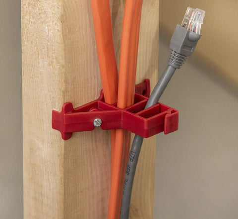 Multi Cable Staple For NM Romex Coaxial And Cat5 Snap Lock Gate Self Centering Tabs Quick Stud Install on wood stud