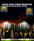 Night view of house featuring 100 LED Solar Outdoor Lights With Adjustable Modes For Front Door Yard Garage And Deck IP65 Waterproof