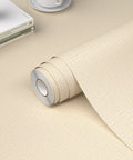 Roll of Peel And Stick Slick Grasscloth Wallpaper For Cabinets And Walls, Faux Linen Beige Vinyl Self Adhesive Covering 15.7 X 393.7 Inches