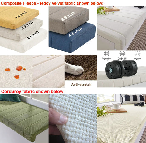 Custom Fit Fireplace Hearth Pad Big Time Ultra Snug Corduroy Baby Proof Buffer Bumper Non Slip Window Seat Cover in various thicknesses.