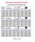 Additional squeezer die sizes chart for Kickass Hand Rivet Squeezer For Solid And Tubular Rivets With 2-Inch Reach.