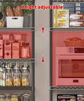 Beefy Heavy Duty Five Tier Metal Storage Shelving Unit 45.5 Inch Wide With Open Sides For Kitchen Garage And Retail Use Large Capacity Stable Steel Construction Easy Assembly Perfect For Tools And Gear height adjustable metal wire shelves with food and appliance storage