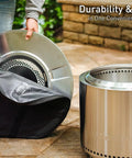 Medium Heat Deflector Carry Bag being used for a 25.8 inch bonfire accessory with weather-resistant fabric and durable zipper