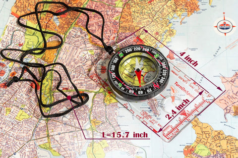 L 15.7 inch Hiking And Backpacking Compass For Quick Navigation Dope Field Tool With 360 Degree Bezel And Liquid Filled Needle Easy Map Reading For Scouts And Campers Survival Ready Gear For Outdoor Adventures over map