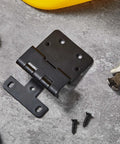 2 Pack Five Knuckle Door Hinges For Three Quarter Inch Doors, 270 Degree Institutional Hinge, Black Powder Finish, tools visible