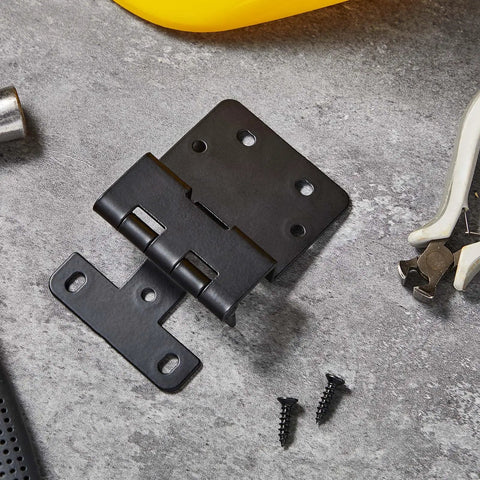 2 Pack Five Knuckle Door Hinges For Three Quarter Inch Doors, 270 Degree Institutional Hinge, Black Powder Finish, tools visible