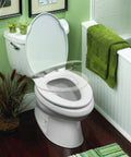 LED Nightlight Elongated Toilet Seat in White for Easy Night Time Use Snug Fit for All Elongated Toilets with Quick Install