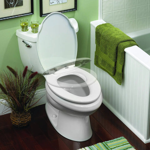 LED Nightlight Elongated Toilet Seat in White for Easy Night Time Use Snug Fit for All Elongated Toilets with Quick Install