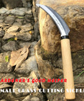 Grass Sickle With Sawtooth Edge Weeding Hoe For Garden High Toughness Stainless Steel With Solid Wood Handle Ergonomic Weeding Tool