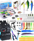 Fishing Backpack Sling Bag With Built In 139 Piece Tackle Kit And Rod Holder 24L Black Camo Gear with lures and tools