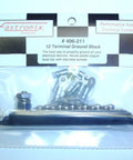 Package of 12 Terminal Ground Distribution Block Kit With One Quarter Inch Stud Nickel Plated Bus Bar And Twelve Stainless Steel Terminal Screws Plus Premium Nylon Insulated Ring Terminals.
