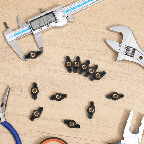 12 Pack 1 Quarter Inch Wing Knobs Through Hole T Knobs Hand Screw Nut Plastic Handle Clamping Knob With Steel Insert