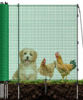 Heavy Duty 3x50 Ft Temporary Fence Kit For Backyard Pets And Poultry with 9 fiberglass posts and green mesh